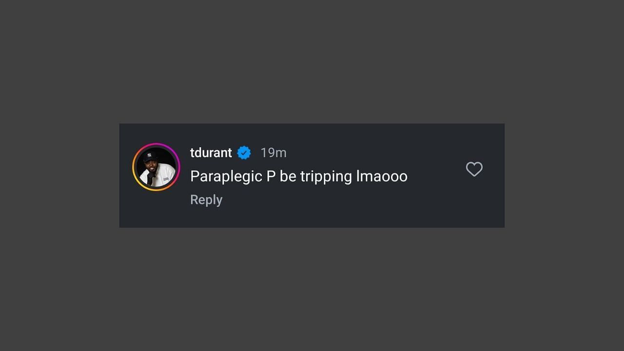 Kevin Durant's brother mocks Paul George for his comments on the Hornets. (Credits: @bleacherreport/Instagram)